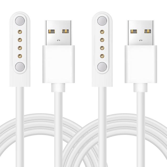 2 Pièces Chargeur Montre Connectée Magnétique 4 Pin 7.62mm Universel Chargeur Magnétique USB Câble de Charge 60cm Compatible