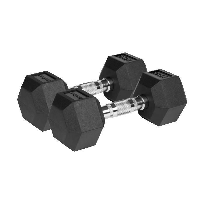 Haltères hexagonales en fonte revêtues de caoutchouc HEX 2 x 75 kg REBEL ACTIVE