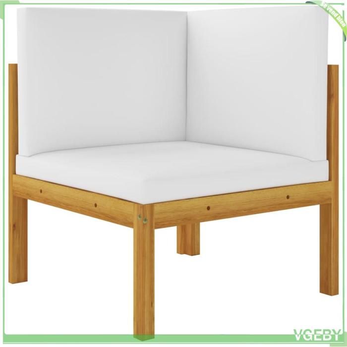Banc de jardin 2 places - FAFEICY - 3068853 - Bois dacacia massif - Dossier corde tressée - Coussins blancs amovibles