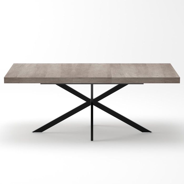 Table rectangulaire extensible 140-180x80x76cm gris plateau naturel rangement caché 4-6 personnes salle manger cuisine salon Table rectangulaire extensible 140-180x80x76cm gris plateau naturel rangement caché 4-6 personnes salle manger cuisine salon