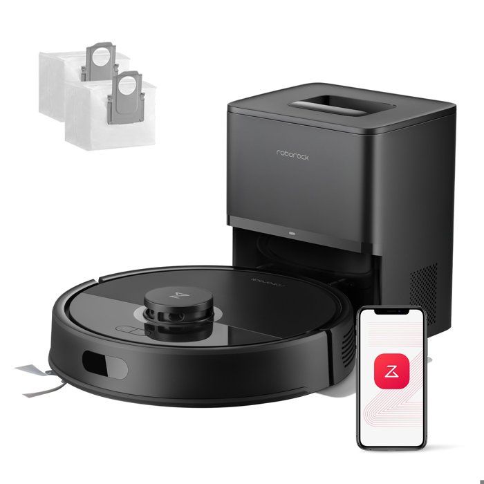 Roborock Q7 L5+ Set Robot Aspirateur Laveur 2-en-1 avec Station de Vidage Automatique 8000Pa Anti-Enchevêtrement Noir