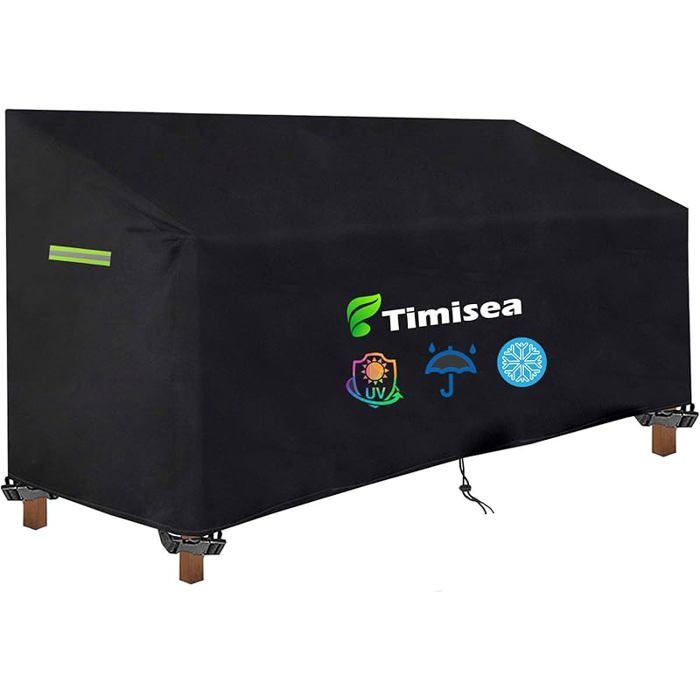 Housse de protection pour banc de jardin à 3 pces avec cordon de serrage 4 sangles à fermeture rapide 135x67x65/91cm