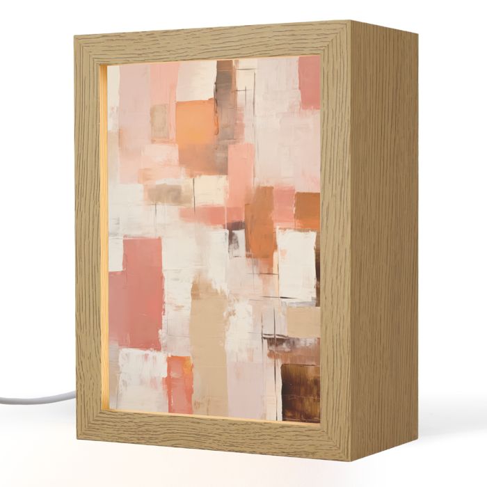 Lampe de Table LED - Lampe de Chevet - Motif Art - Rose - Abstrait 15x20 cm Couleur Gris-Bleu - OnlyWow
