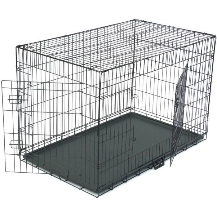 Comparer les prix de Cage pour Chien de transport pliante en métal 121 x 74 x 81 cm Noir