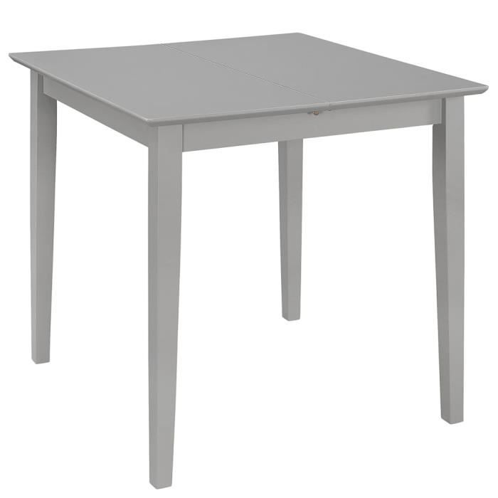 table à manger extensible - aramox - gris - bois massif - style campagne - 6 places