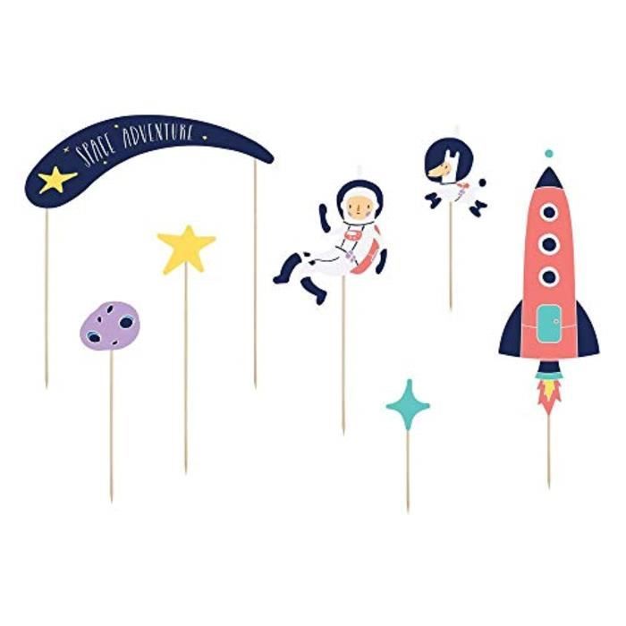 Support A Decorer Espace De Fete D Anniversaire Gateau Toppers X 7 Rocket Astronaute Star Cdiscount Maison