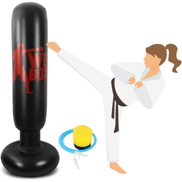 Sac De Boxe Gonflable Enfant 160 Cm - Punching Ball Sur Pied Avec Gants, Idéal Karaté & Kickboxing