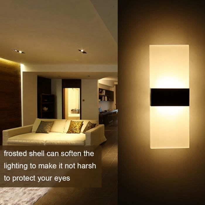 Applique murale à LED de bains avec lampe murale décorative au lit(lumière chaude (angle droit noir) 29*11) - OHL