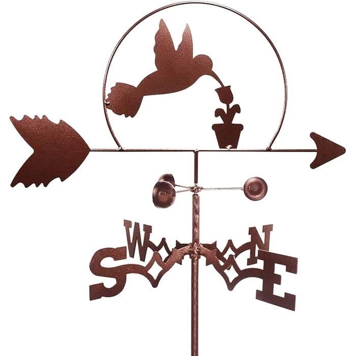 Girouette En Métal Colibri 20 Pouces - Indicateur Direction Vent Pour Jardin Et Ferme