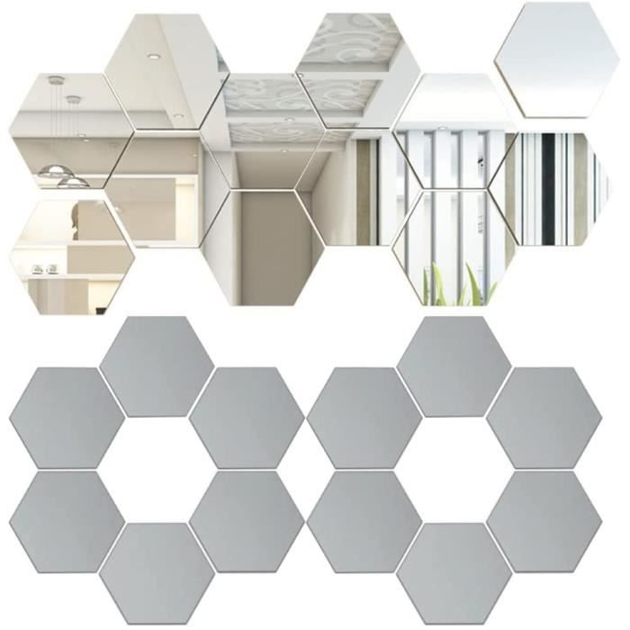 Miroir Adhesif 24 Pièces Hexagonal Feuille de Miroir Flexible Acrylique 100 *87*50mm Amovible Décalque Hexagone Décalque Acryli[592] - Cdiscount Maison