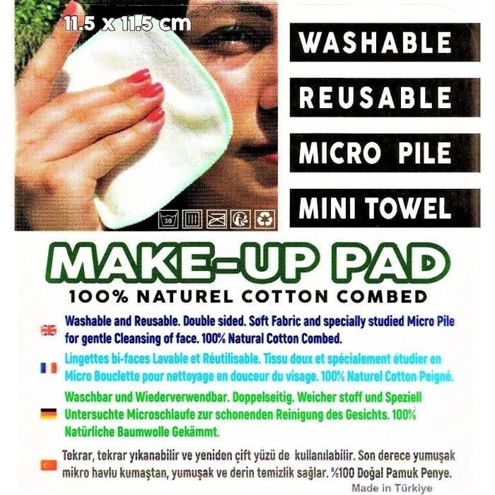 12 Cotons Démaquillants Réutilisables Microfibre – Lavables, Doux, Écologiques, Pour Tous Types De Peaux