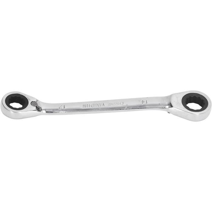Clé à Cliquet Double Tête Pour Réfrigération - 4 Ouvertures (3/16", 1/4", 5/16", 3/8") - Longueur 14 Cm - 8