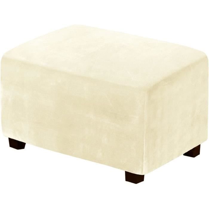 Housse De Pouf Carrée En Velours élastique - Taille Unique 55x55cm - Antidérapante Et Lavable - Couleur Bleu Profond - 5