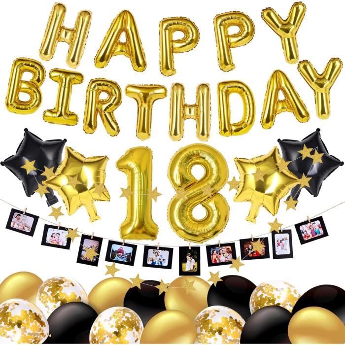 Décoration 18 Ans Anniversaire, Noir Argent Anniversaire 18 Ans Garçon