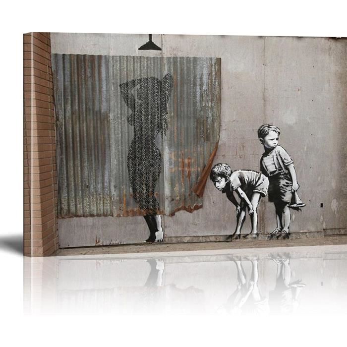 Toile Imprimée Banksy Behind The Curtain – Poster Street Art Banksy 40x80 Cm Sans Cadre
