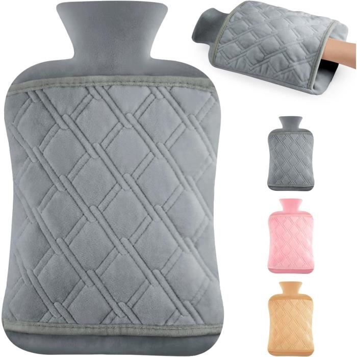 Bouillotte D'Eau Chaude 1L Avec Housse Bouillotte En Caoutchouc Naturel Anti-Fuite Hot Water