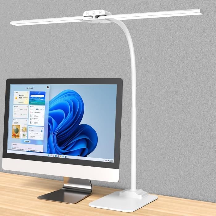 Lampe de bureau LED - KableRika - Double tête - Dimmable - Col de cygne flexible - Température de couleur réglable