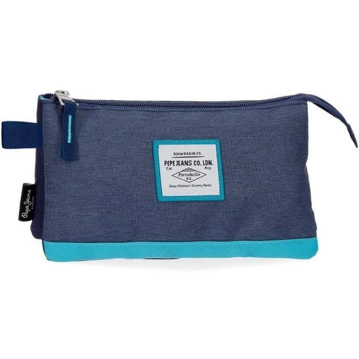 Trousse Triple Compartiments Pepe Jeans Lena – Bleu Denim – Polyester – 22x12x5 Cm – Parfaite Pour Organisation - 6