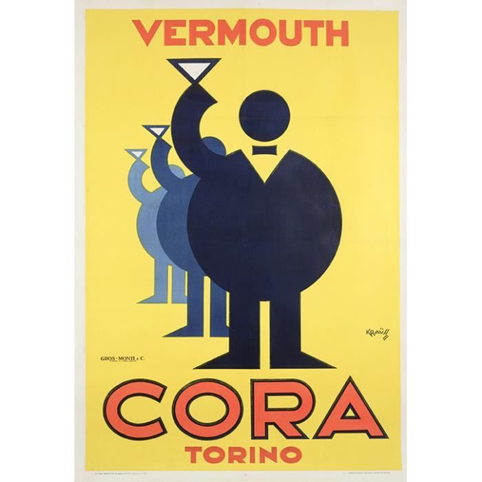 Affiche Publicite Vintage Cora Vermouth Torino 48 X 80 Cm