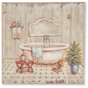Cadre - tableau bois Baignoire - Salle de bain - Cdiscount Maison