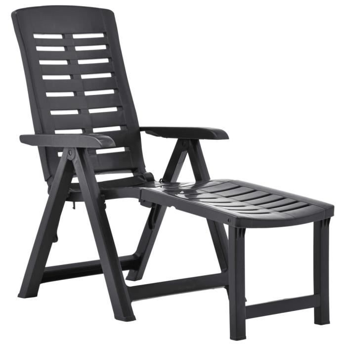 bain de soleil pliable en plastique anthracite - neuf - transat chaise longue - gris - pliant