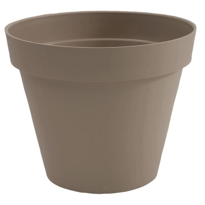 Pot de fleur rond Toscane - EDA - Ø 25 x H 206 cm - 6 L - Polypropylène - Taupe