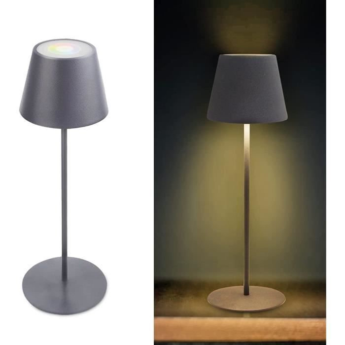 VISDANFO Ensemble De 2 Lampes De Table LED Sans Fil, Lampe De Chevet Vintage à Intensité Variable, Lampe De Table Rétro Rechargeable, Batterie 4000mAh, Convient Pour L'intérieur, L'extérieur, Le Bar