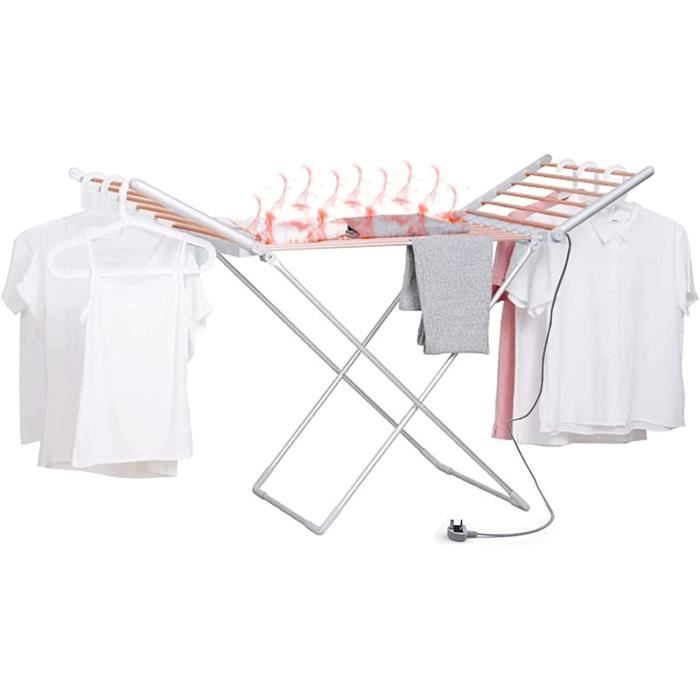 Séchoir à Linge électrique Chauffant MONSTERSHOP 220W - Pliable Compact Gris 60x62x112cm