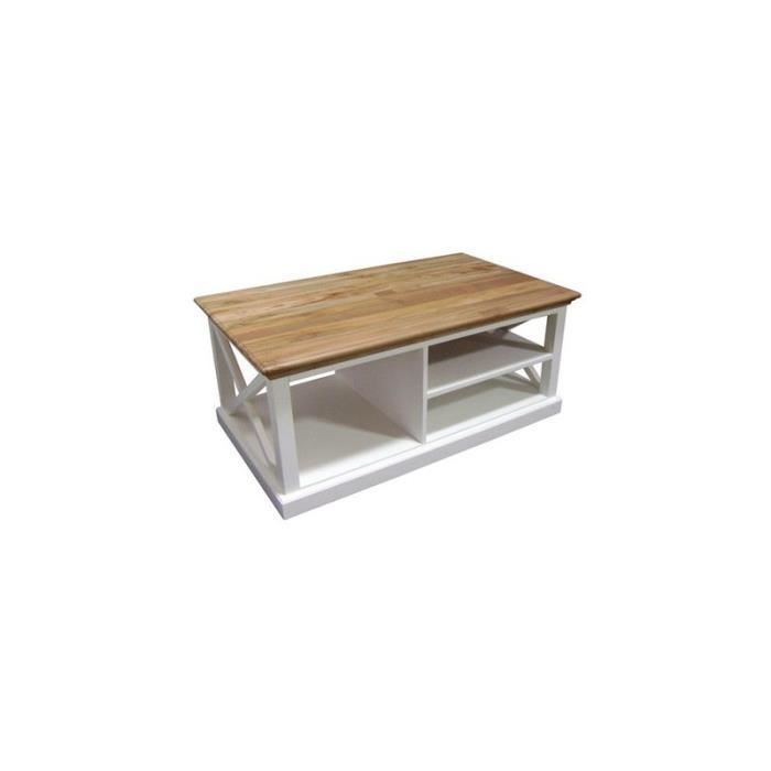 Table Basse Bois Blanc Et Teck Leirfjord Achat Vente Table