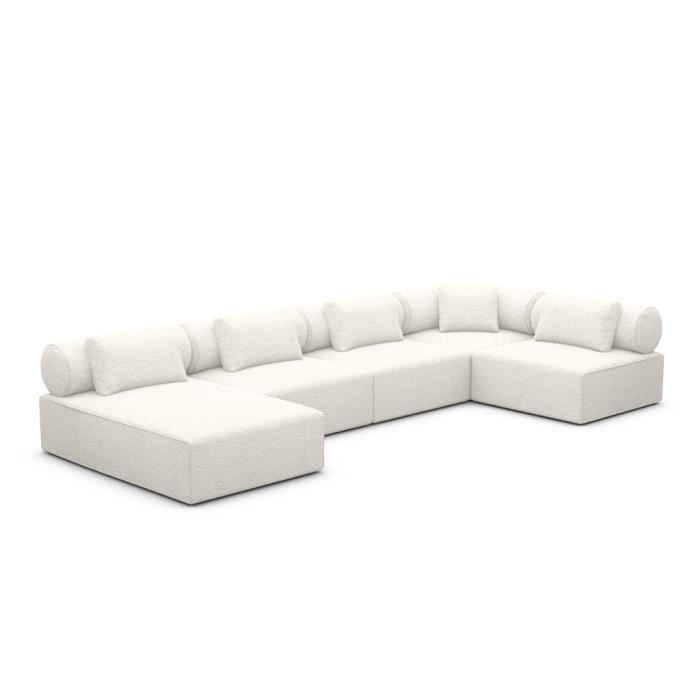 Canapé droit Blanc Tissu Luxe Confort