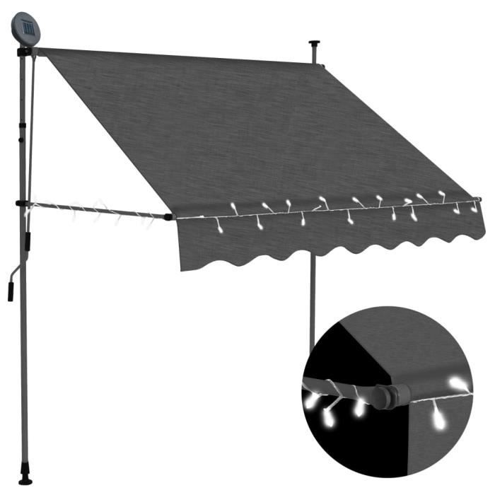 Store Banne Manuel De Jardin Terrasse Auvent Manuel Retractable Avec Led 200 Cm Anthracite Achat Vente Store Store Banne Store Banne Manuel De Jardin Cdiscount