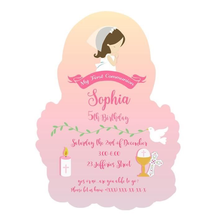 Carte D Invitation Pour Fete De Communion Pour Filles Decorations Pour Soiree De Premiere Co Modele Custom Made Kuyqkpc029 Achat Vente Faire Part Invitation Carte D Invitation Pour Fete D Cdiscount