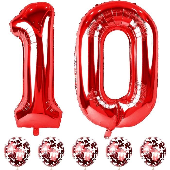Lot De 10 Ballons Géants Rouges – 90 Cm – Hélium – XXL – Anniversaire, Mariage, Carnaval
