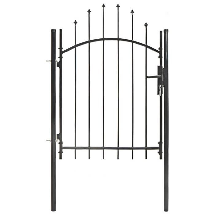 Portail de jardin - vidaXL - Acier - 1 x 175 m - Noir - Incurvé
