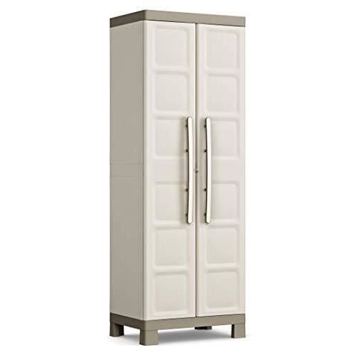 armoire haute excellence - kis - gris clair/taupe - 4 étagères ajustables - charge maximale 15kg/étagère