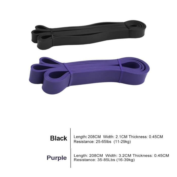 Bande élastique De Résistance BODYMATE 208cm - Latex Naturel, Violette, 16-36kg