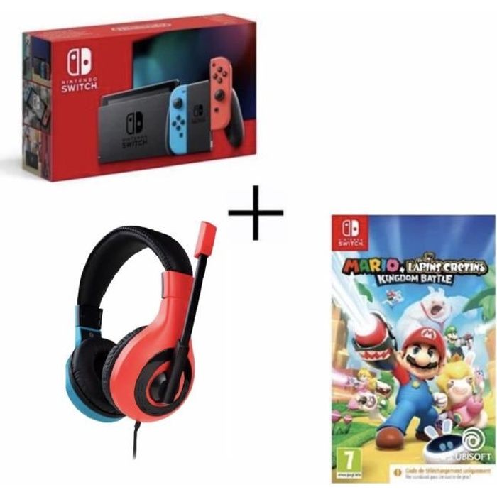 MEGA PACK Console Nintendo Switch + MARIO ET LES LAPINS CRETINS + CASQUE