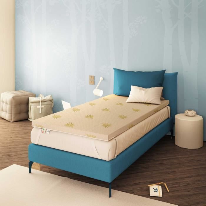 Surmatelas 130x190 cm- Mémoire de Forme Fresh Massant 9 zones- Equilibré- Epaisseur 10 cm -Dehoussable Surmatelas 130x190 cm- Mémoire de Forme Fresh Massant 9 zones- Equilibré- Epaisseur 10 cm -Dehoussable