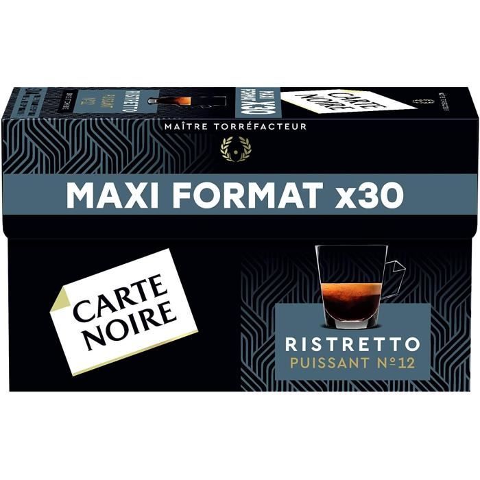 LOT DE 6 - CARTE NOIRE Café Ristretto N°12 Capsules Compatibles Nespresso - Paquet de 30 capsules