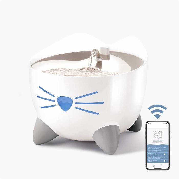 cat it fontaine à eau connectée pour chat - 2l (acier inox, stérilisation uvc et application)