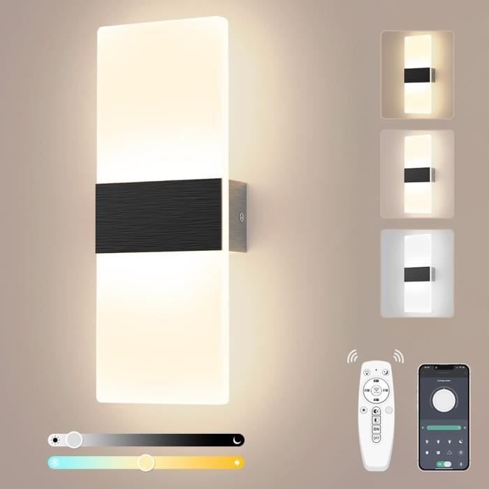 Applique murale linéaire pour couloir, moderne, minimaliste, longue lumière LED rectangulaire pour intérieur noir, bande à intensité variable pour chambre à coucher, salon, salle de bain, cuisine Applique murale linéaire pour couloir, moderne, minimaliste, longue lumière LED rectangulaire pour intérieur noir, bande à intensité variable pour chambre à coucher, salon, salle de bain, cuisine