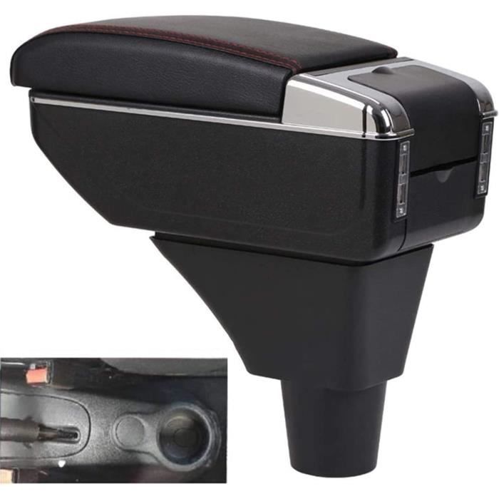 Accoudoir Central Pour Dacia Sandero 2016-2018 - Console Avec Rangement Et Couvercle Coulissant - Cuir Noir - Installation Plug & Play