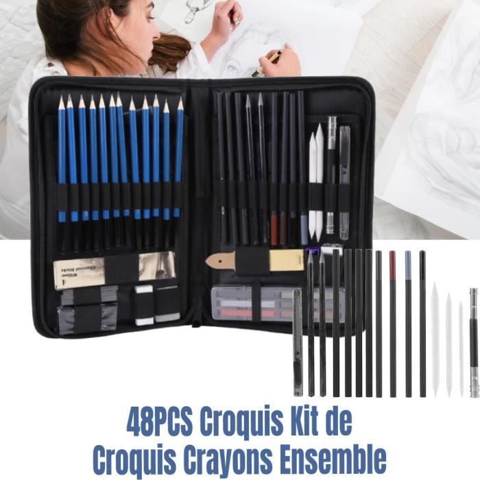 Kit 48 Crayons De Couleurs Professionnels Vibrants + Trousse Enroulable - Idéal Enfants & Adultes, Coloriage, Croquis, Mandala