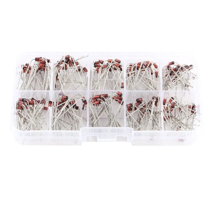 Diodes de valeur de baisse de tension 10 diodes de faible perte de puissance Zener pour les professionnels de l'électronique avec boîte de rangement… 