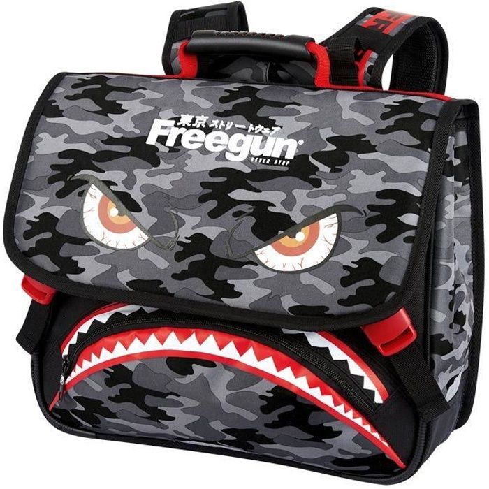FREEGUN Cartable Monster Primaire 2 Compartiments Noir 38 cm Enfant Garcon Noir Cdiscount Bagagerie Maroquinerie