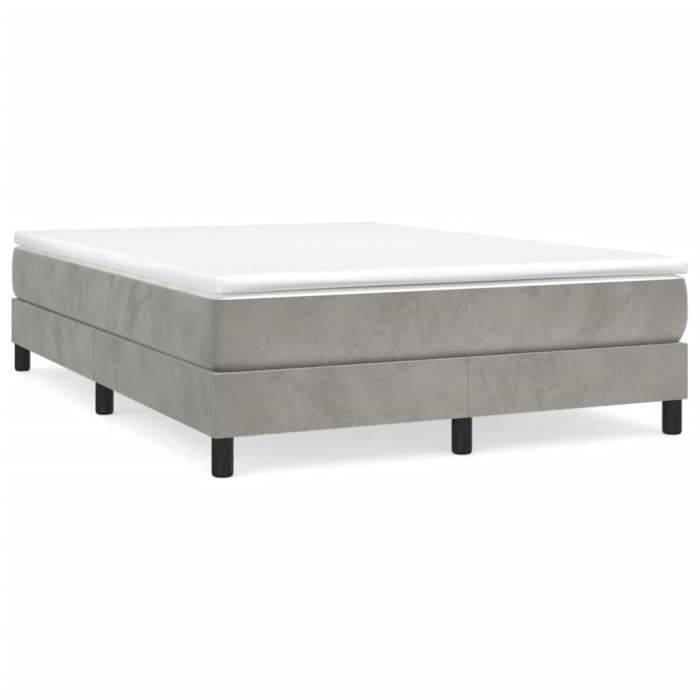 Sommier à ressorts - GAROSA - BAO - Velours gris clair - 140x190 cm - 2 places