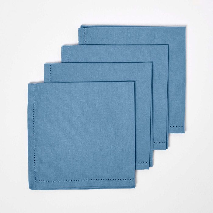 HOMESCAPES Serviettes De Table En Coton Lot De 4 - Linge De Table Uni Jaune Moutarde - Qualité Premium