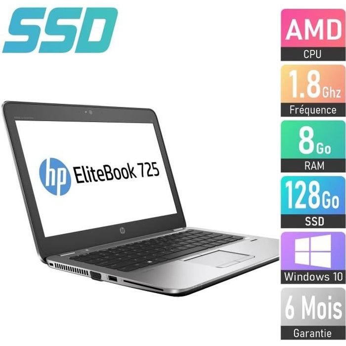 Top achat PC Portable PC Portable HP EliteBook 725 G3 - AMD A10 1.8Ghz 8Go 128Go SSD 12.5" W10 pas cher