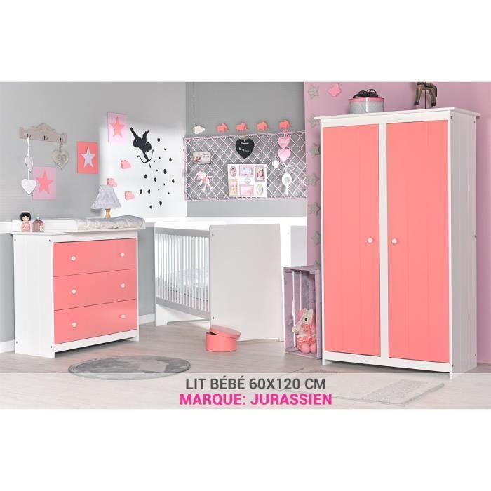 Chambre Bebe Saumon Avec Lit 60x120 Saumon Achat Vente Chambre