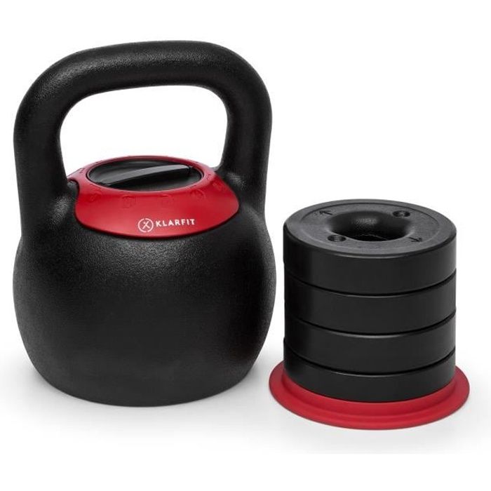 4 en 1 – Kit d/'haltères F.E.D BOUDECH de poignées et de kettlebells de 20 kg modulable et réglable en acier galvanisé et fonte avec manchons ergonomiques en caoutchouc